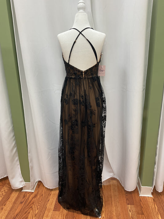 Gold and Black Rosed Dress