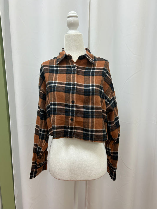 Brown Plaid Button Up