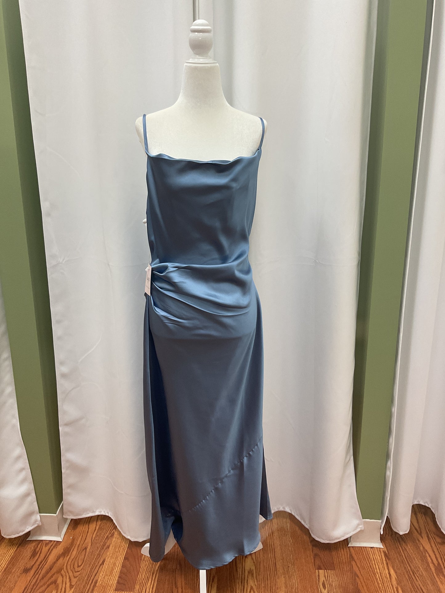 Blue Satin Long Dress