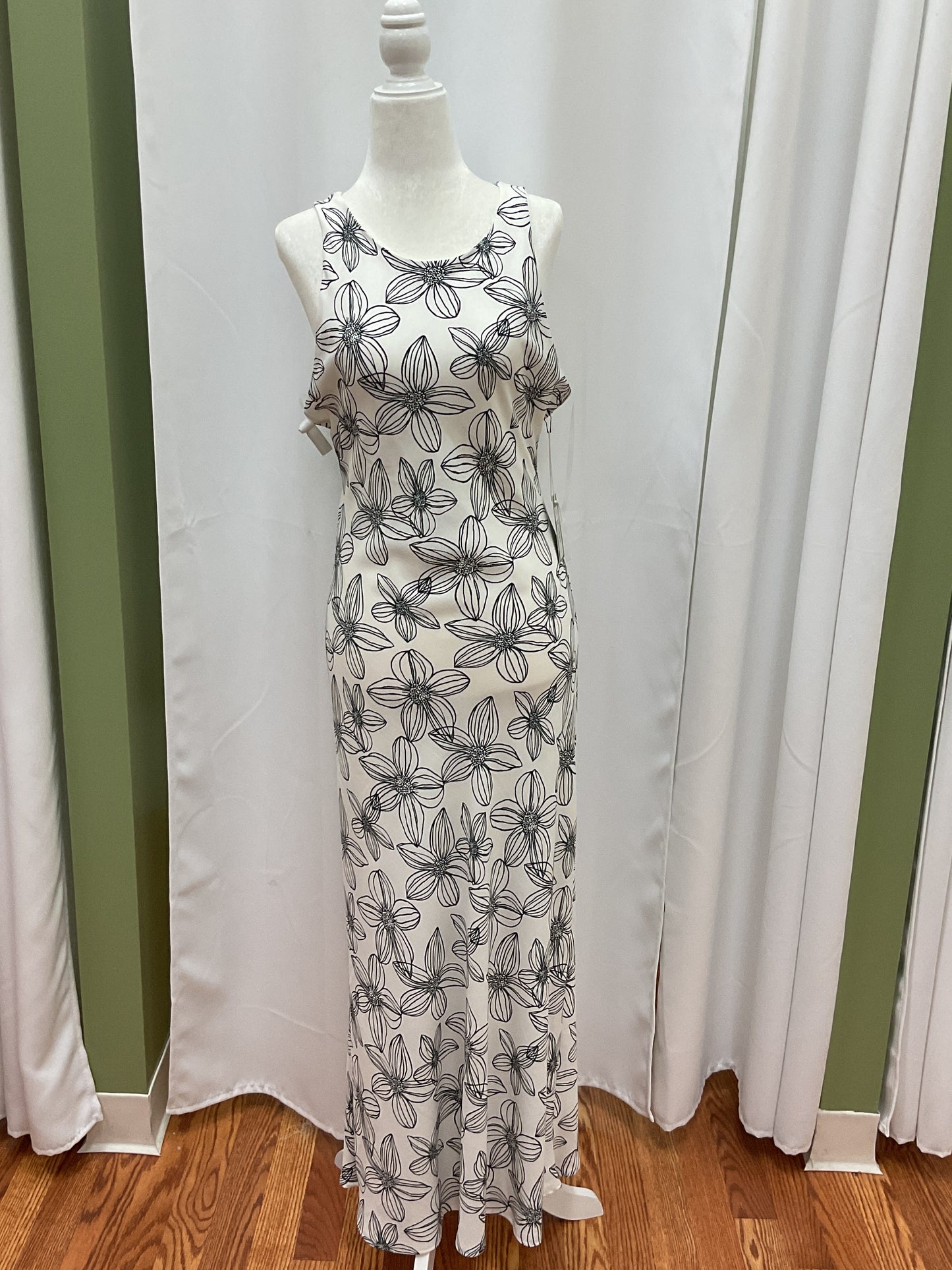 White and Blue Flower Print Dress