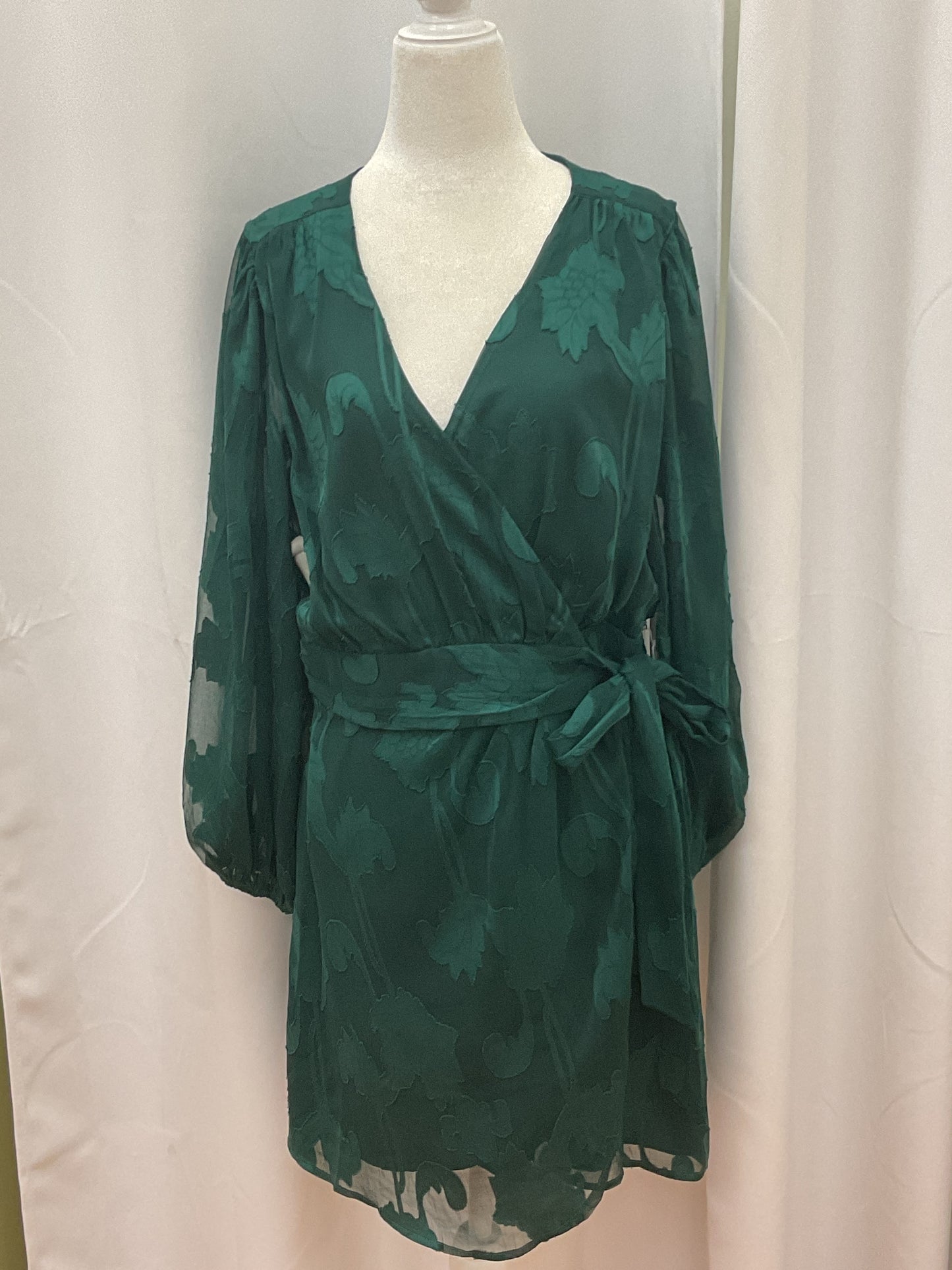 Forest Green Summer Dress With Leaf Prints
