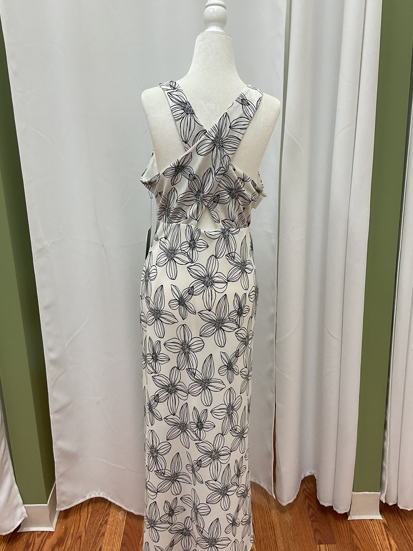 White and Blue Flower Print Dress