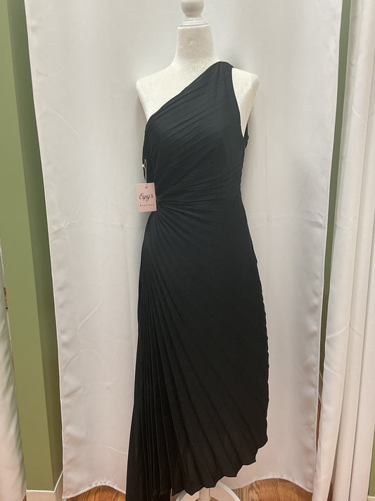 Black Off Shoulder Pleated Dress