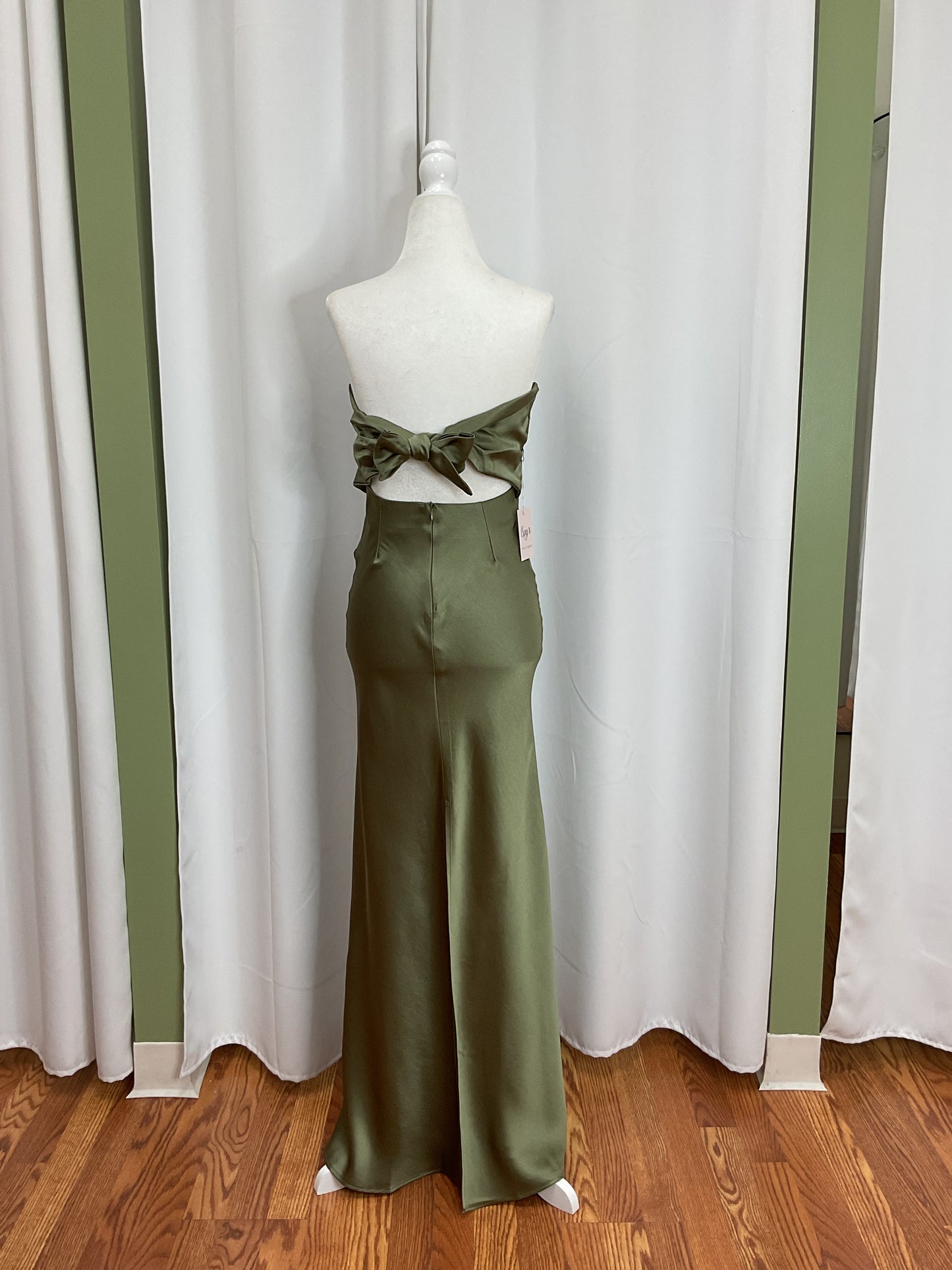 Strapless Green Silk Dress