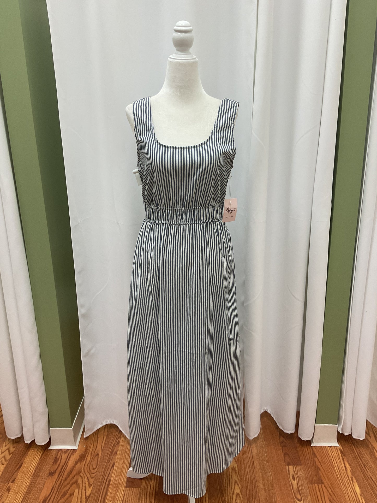 Grey Stiped Midi Dress