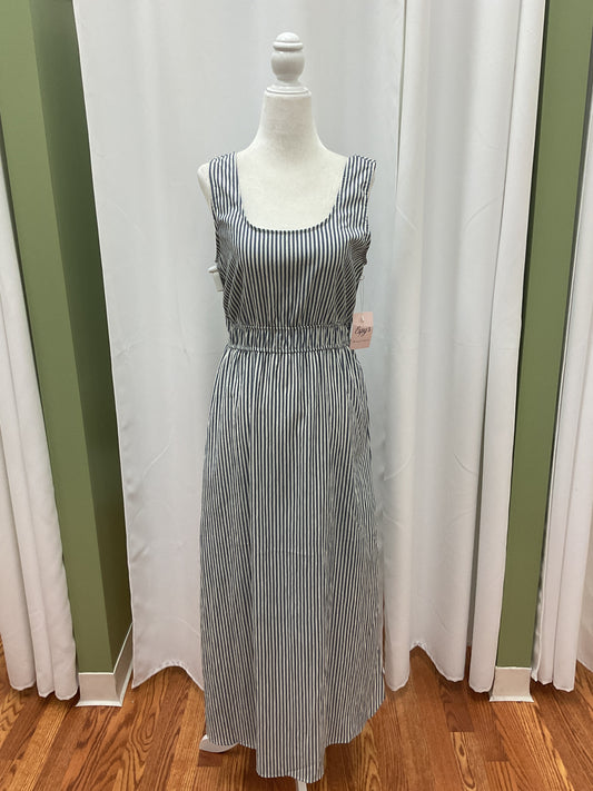 Grey Stiped Midi Dress