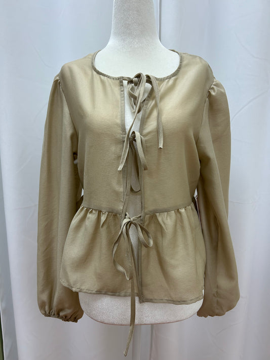 Gold Sleeved Top with Ties