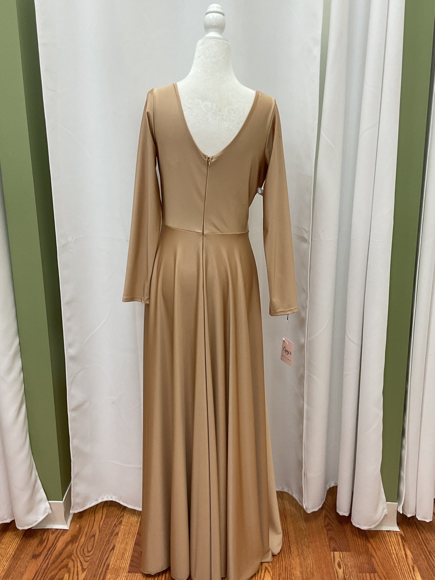 Beige Sleeved Elegant Dress