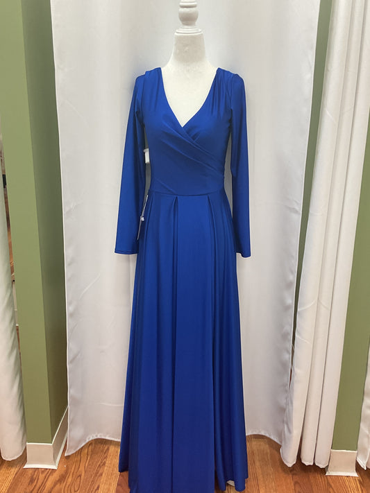 Blue Elegant Long Sleeved Dress