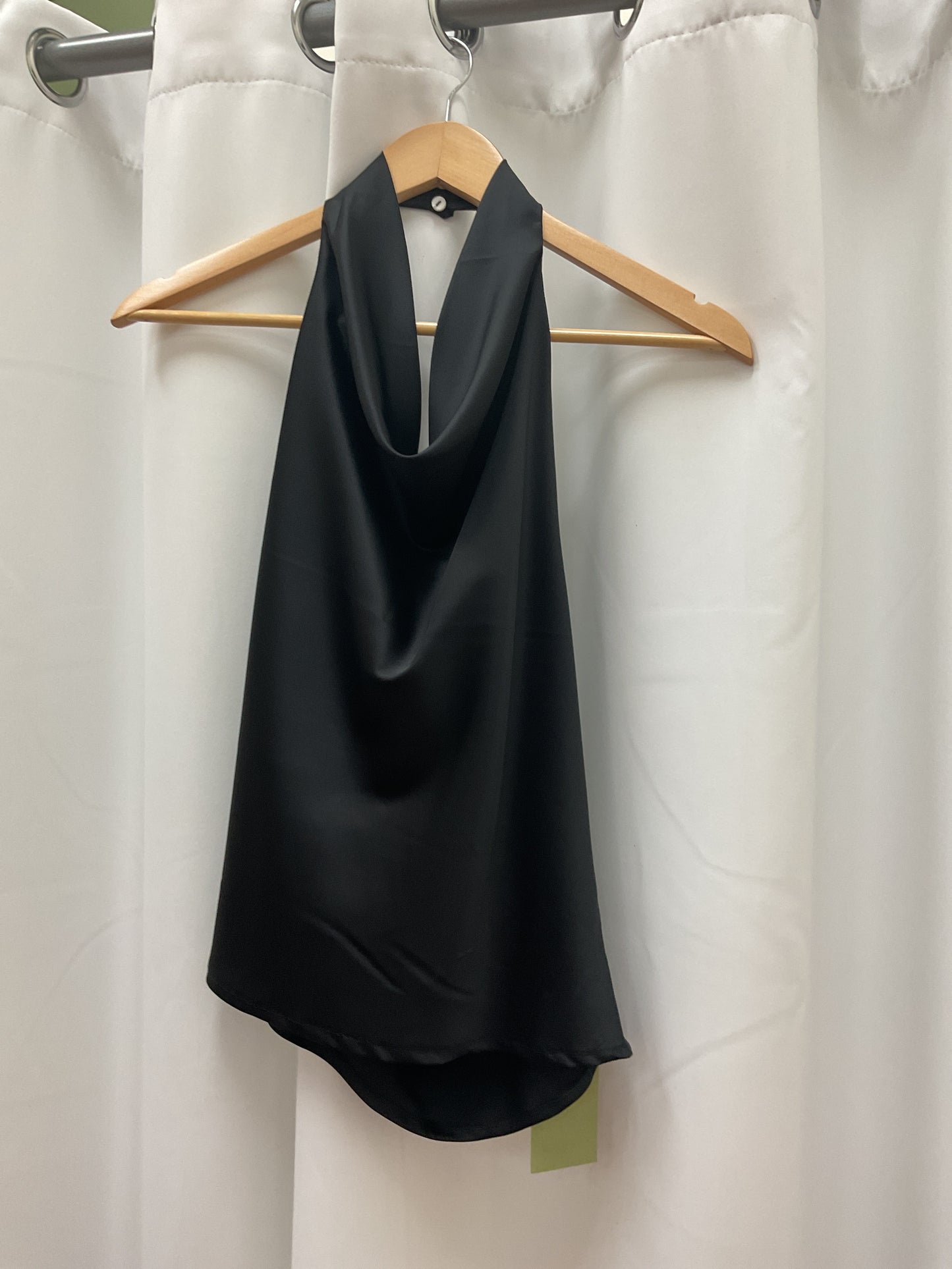Black neck backless silk top