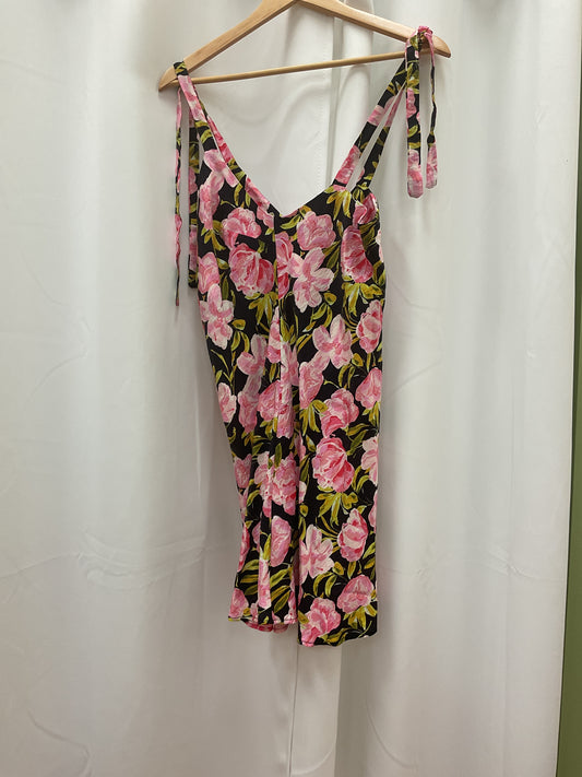 Black floral silk dress