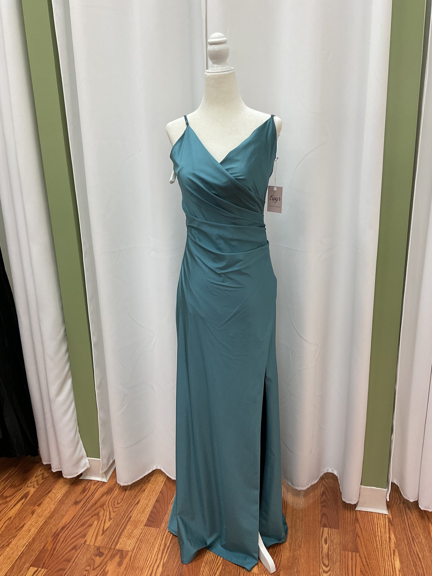 Rust aqua blue dress