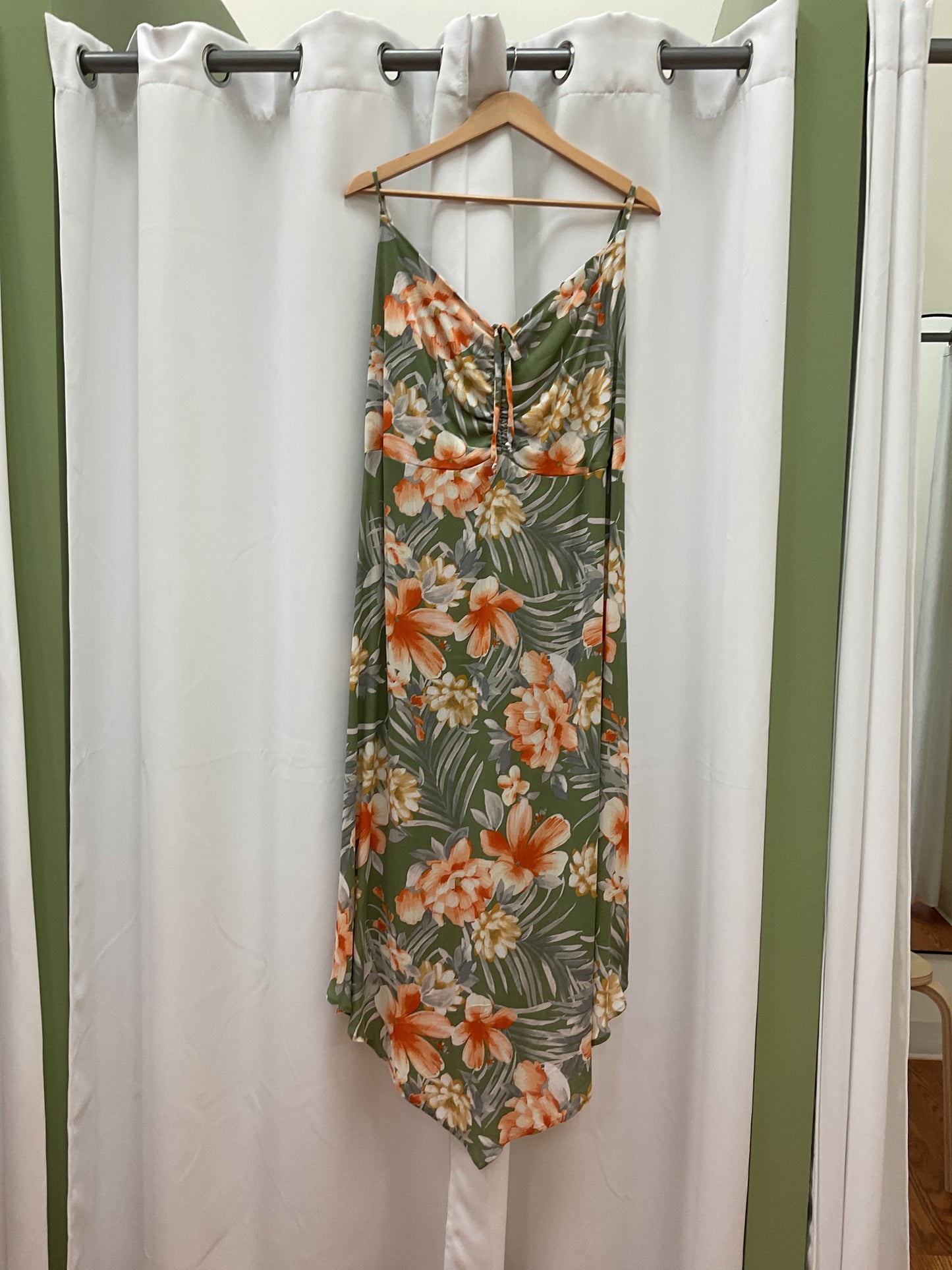 Green floral dress
