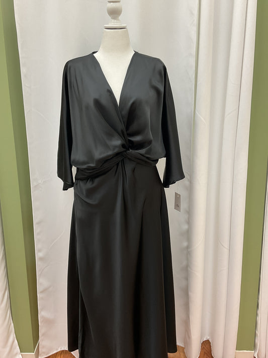 Black Slick Tied Dress