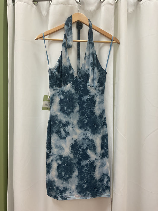 Blue tie dye mini dress