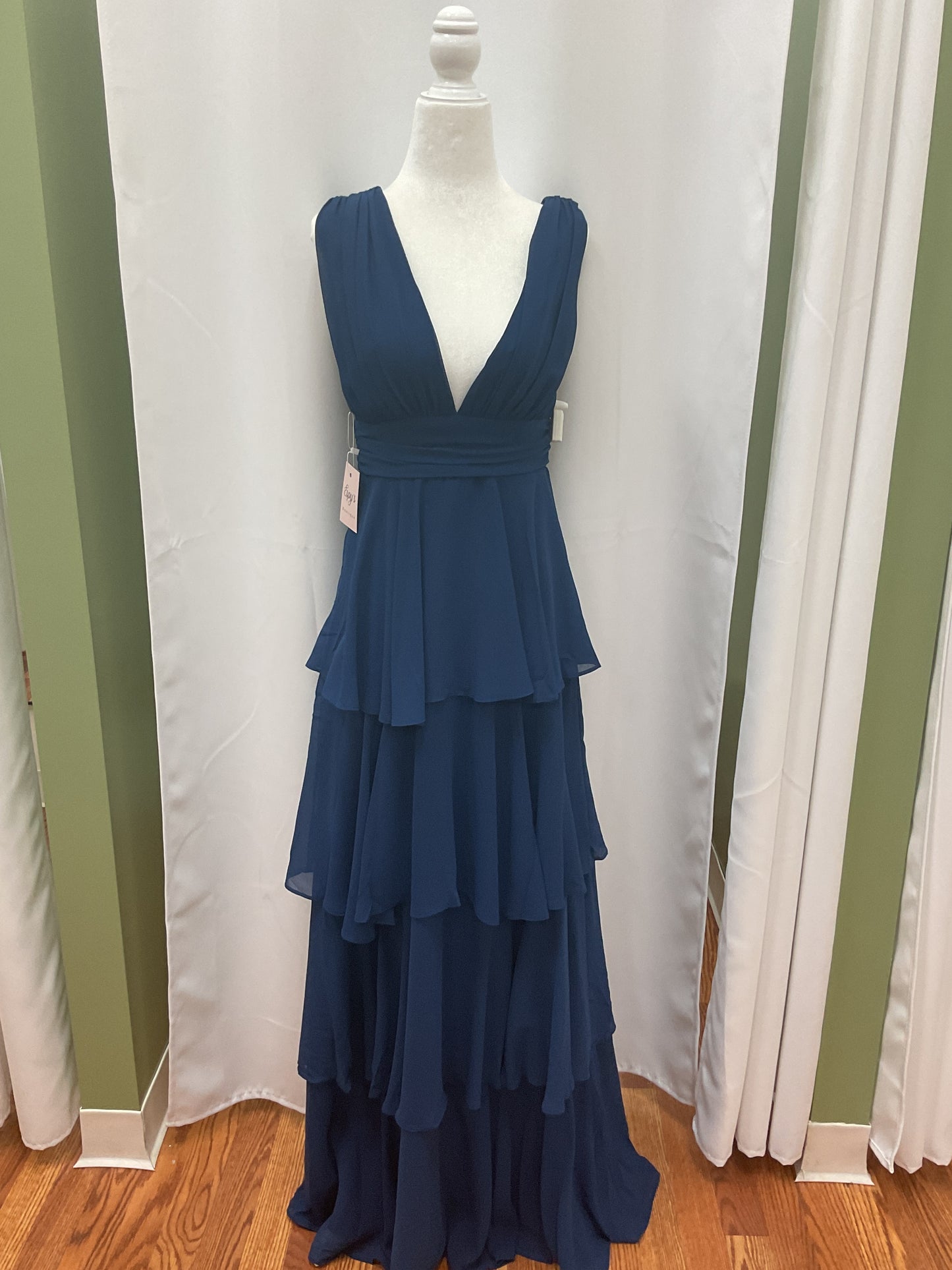 Navy Ruffle Maxi Dress