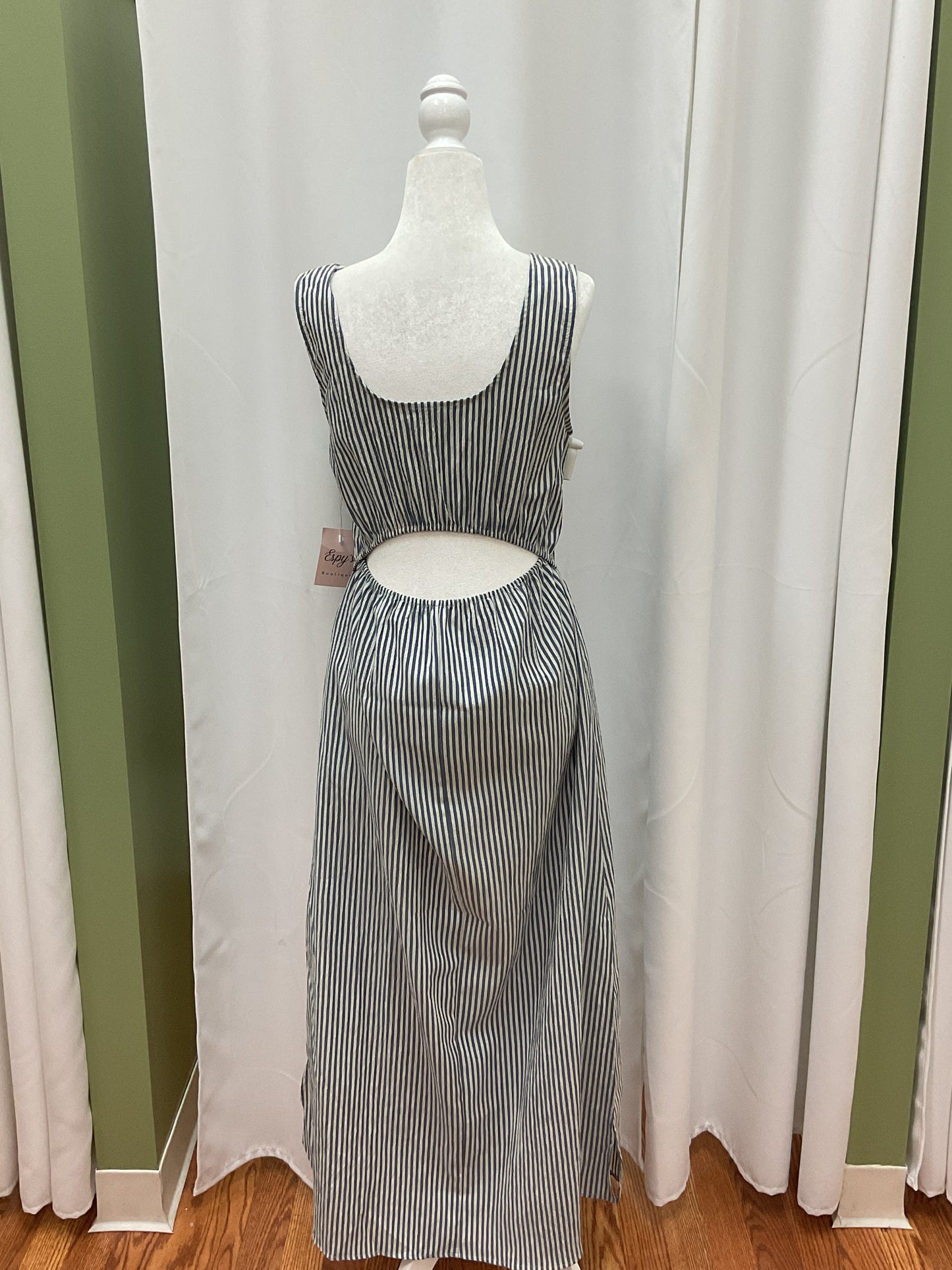 Grey Stiped Midi Dress