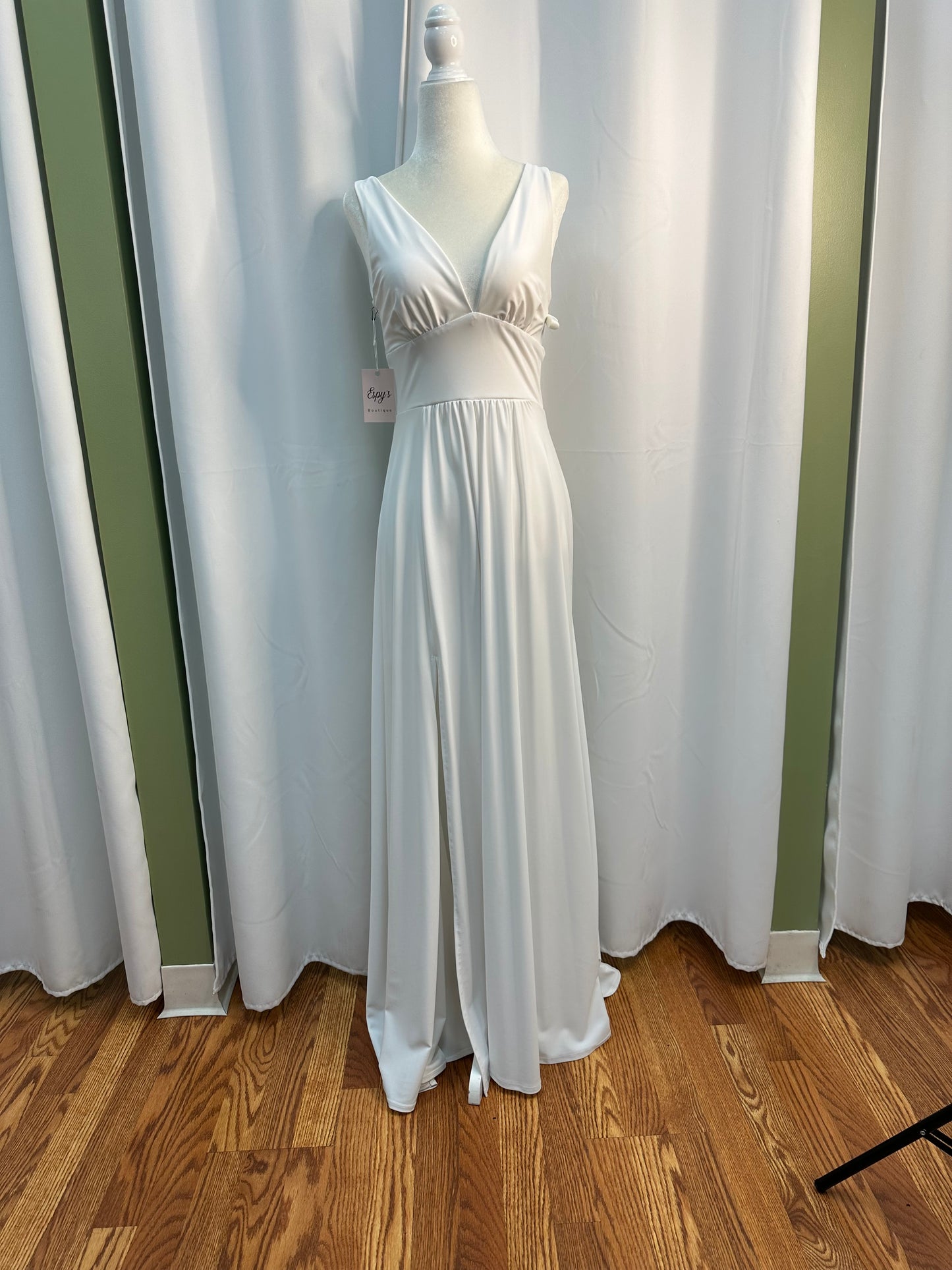 White Strapless Sleeveless Long Dress