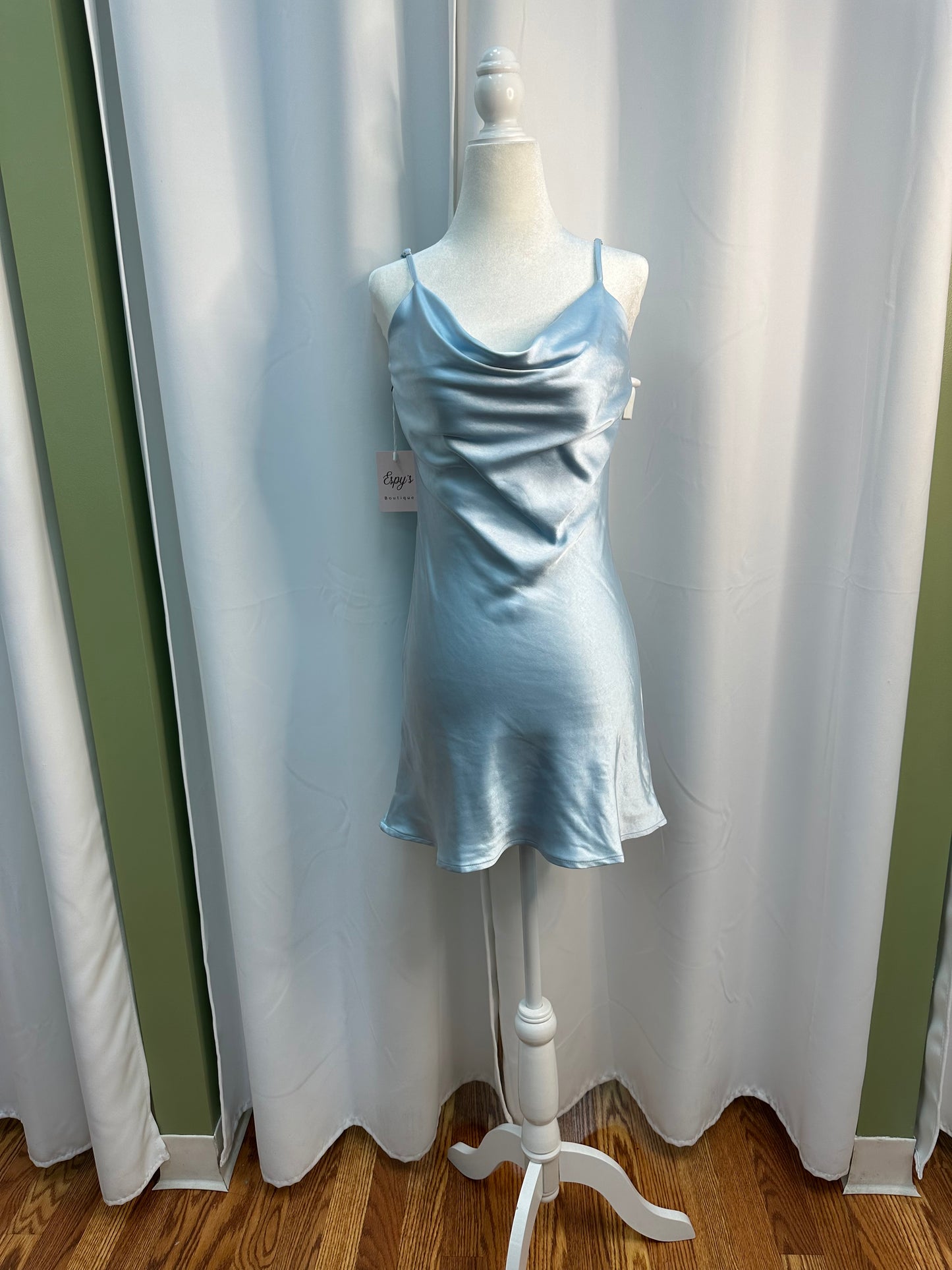Silky Baby Blue Mini Dress