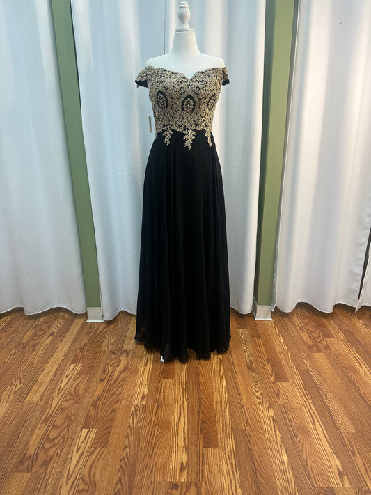 Chiffon Dress with Gold Beads