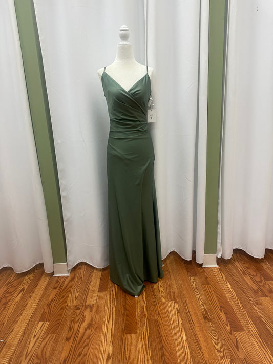 Olive Green Satin Maxi