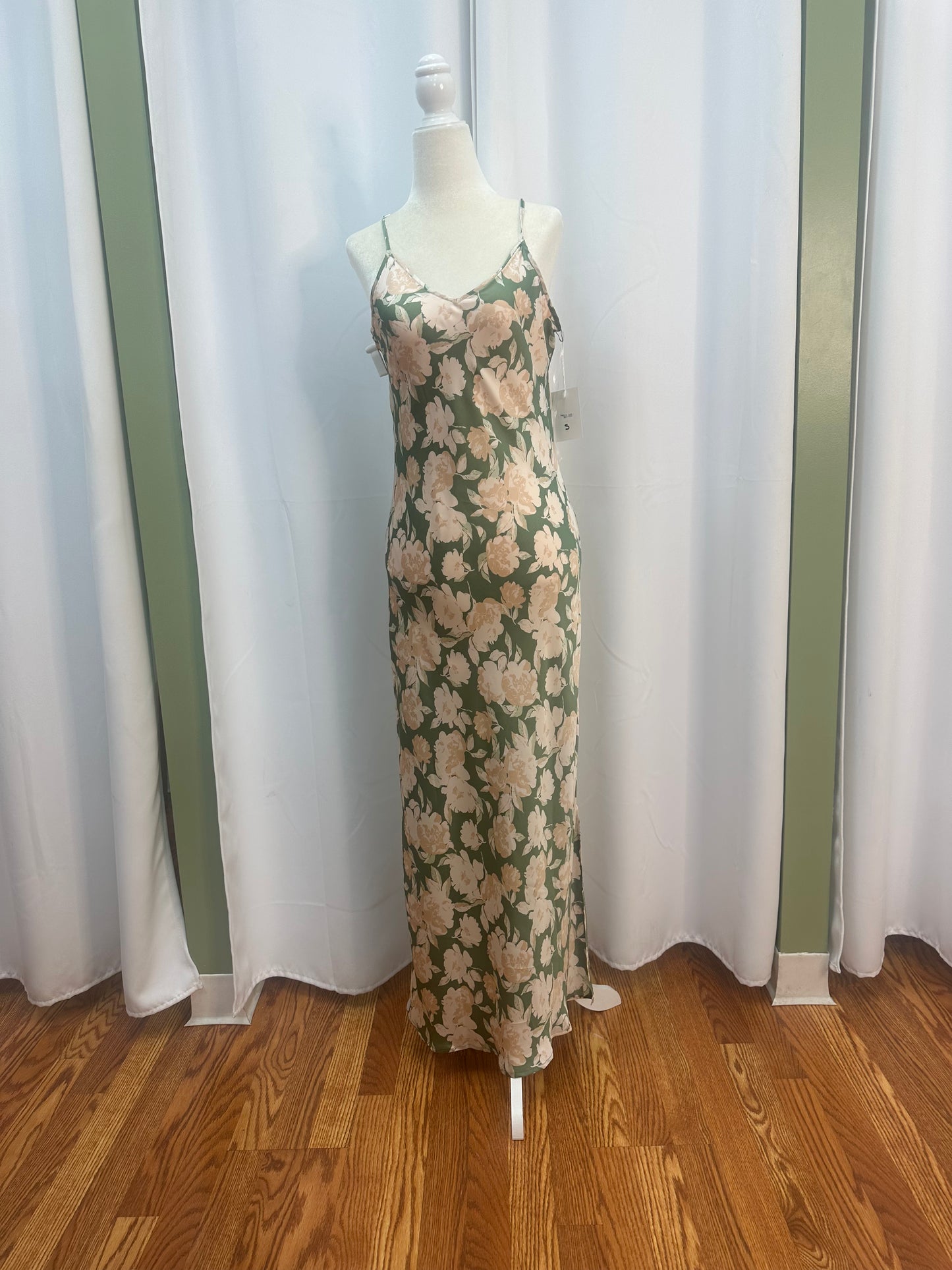Maxi Green Flower Slip Dress
