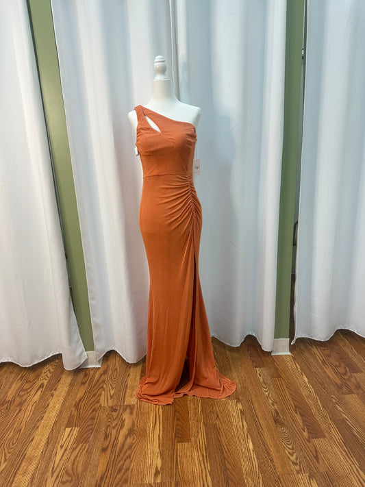 Off Shoulder Burnt Orange Dress
