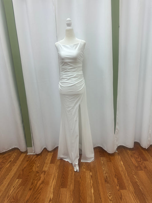 white crossed back dress