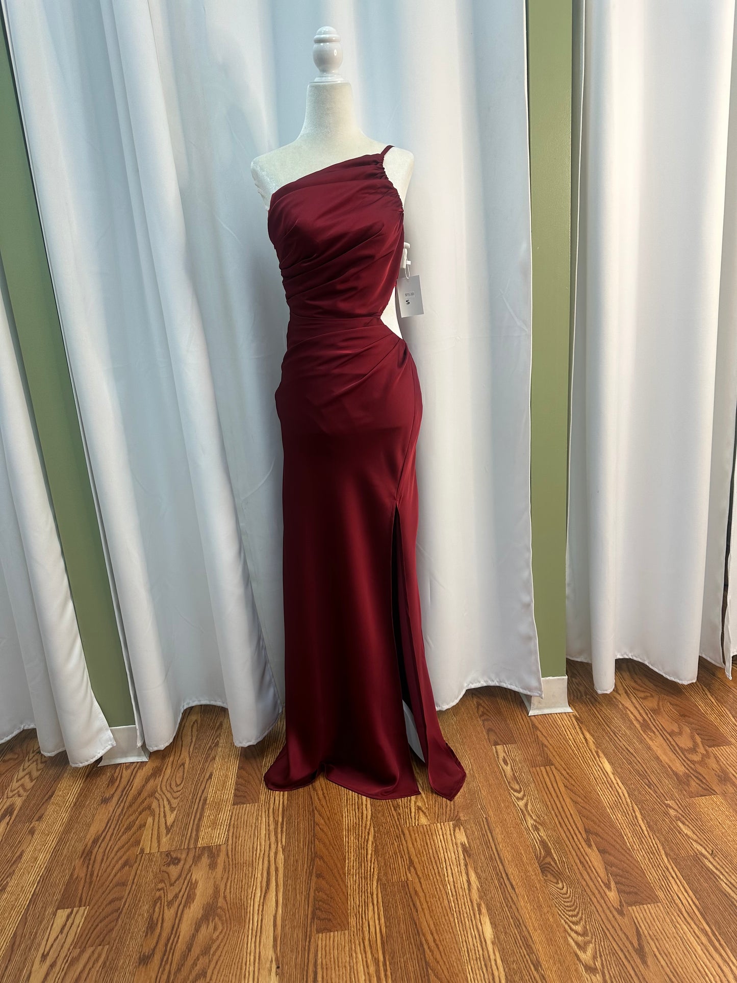 Burgundy satin dress