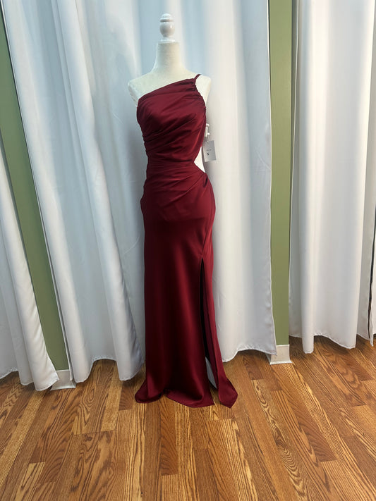 Burgundy satin dress