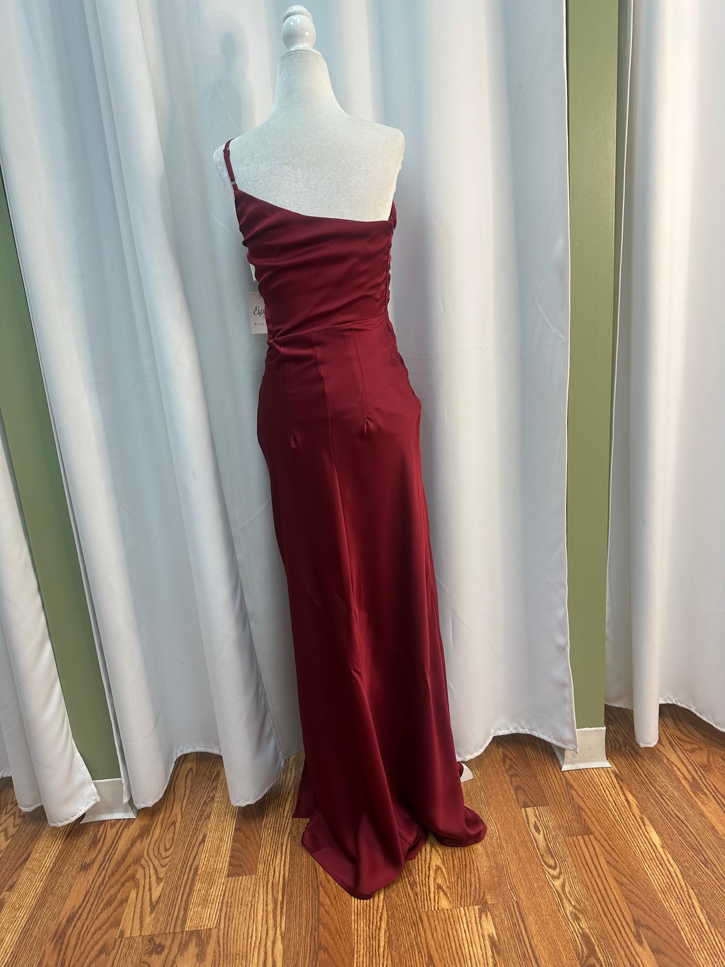 Burgundy satin dress
