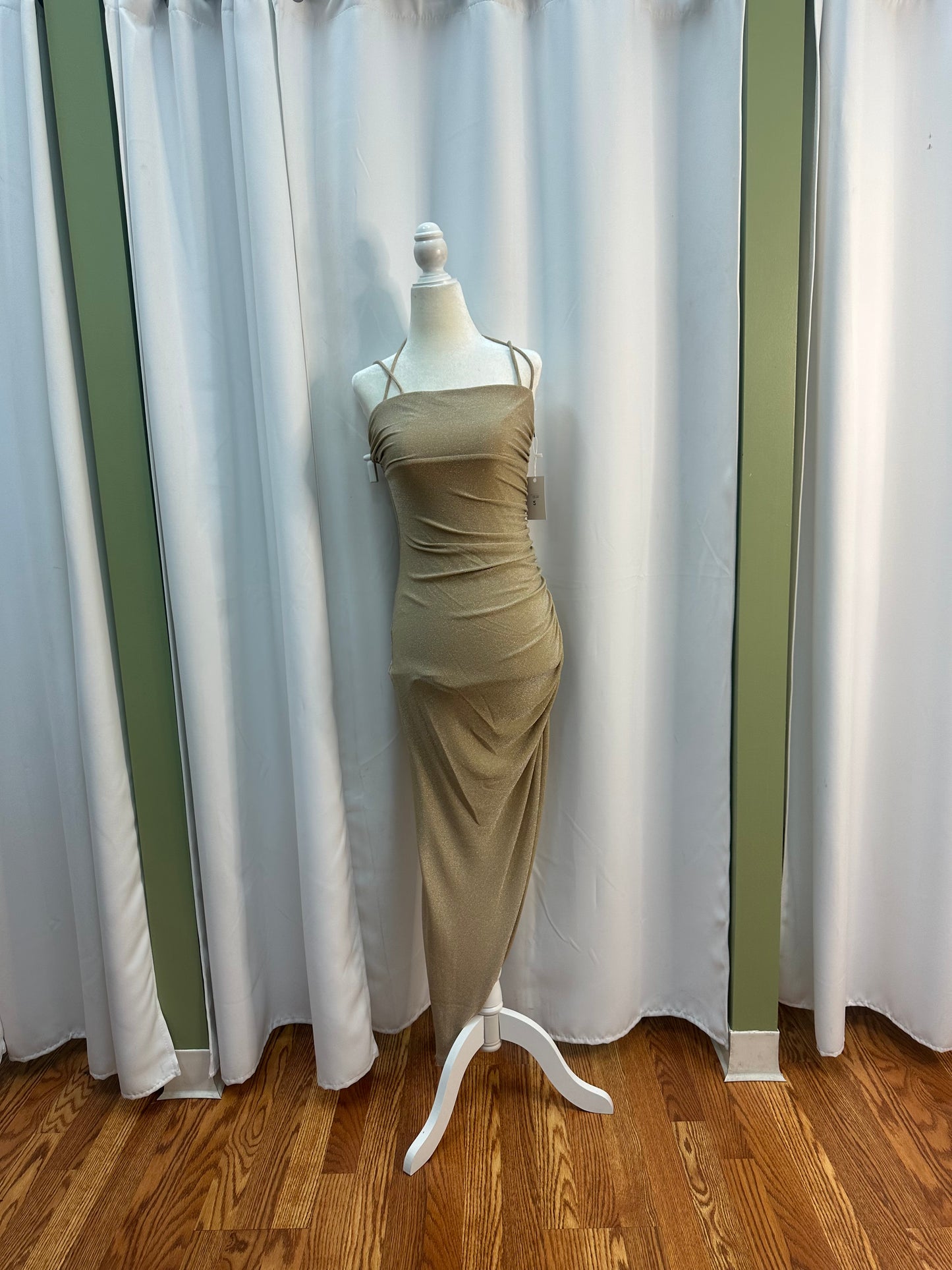 Strechy beige glitter dress