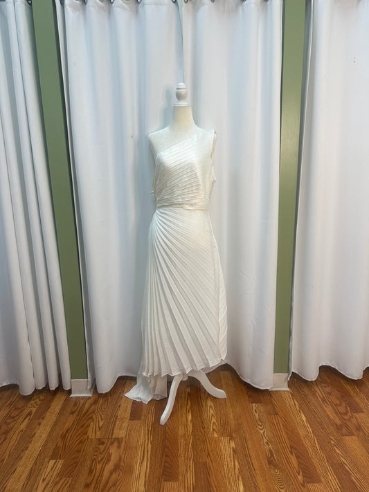 white satin pleaded dress