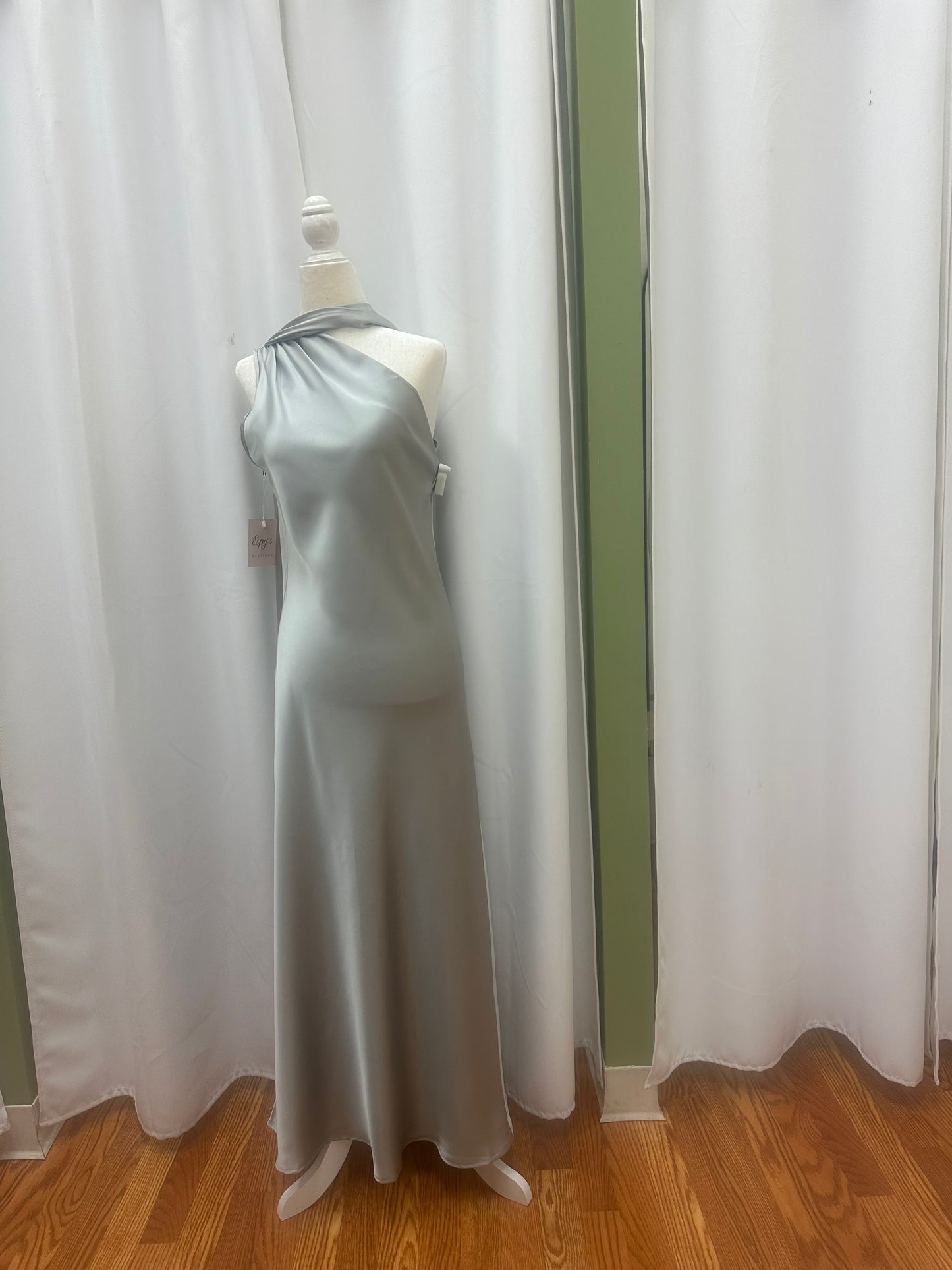 grey satin dress