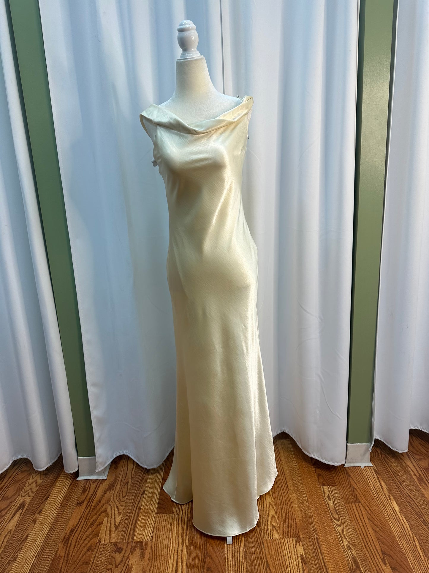 pastel yellow satin dress