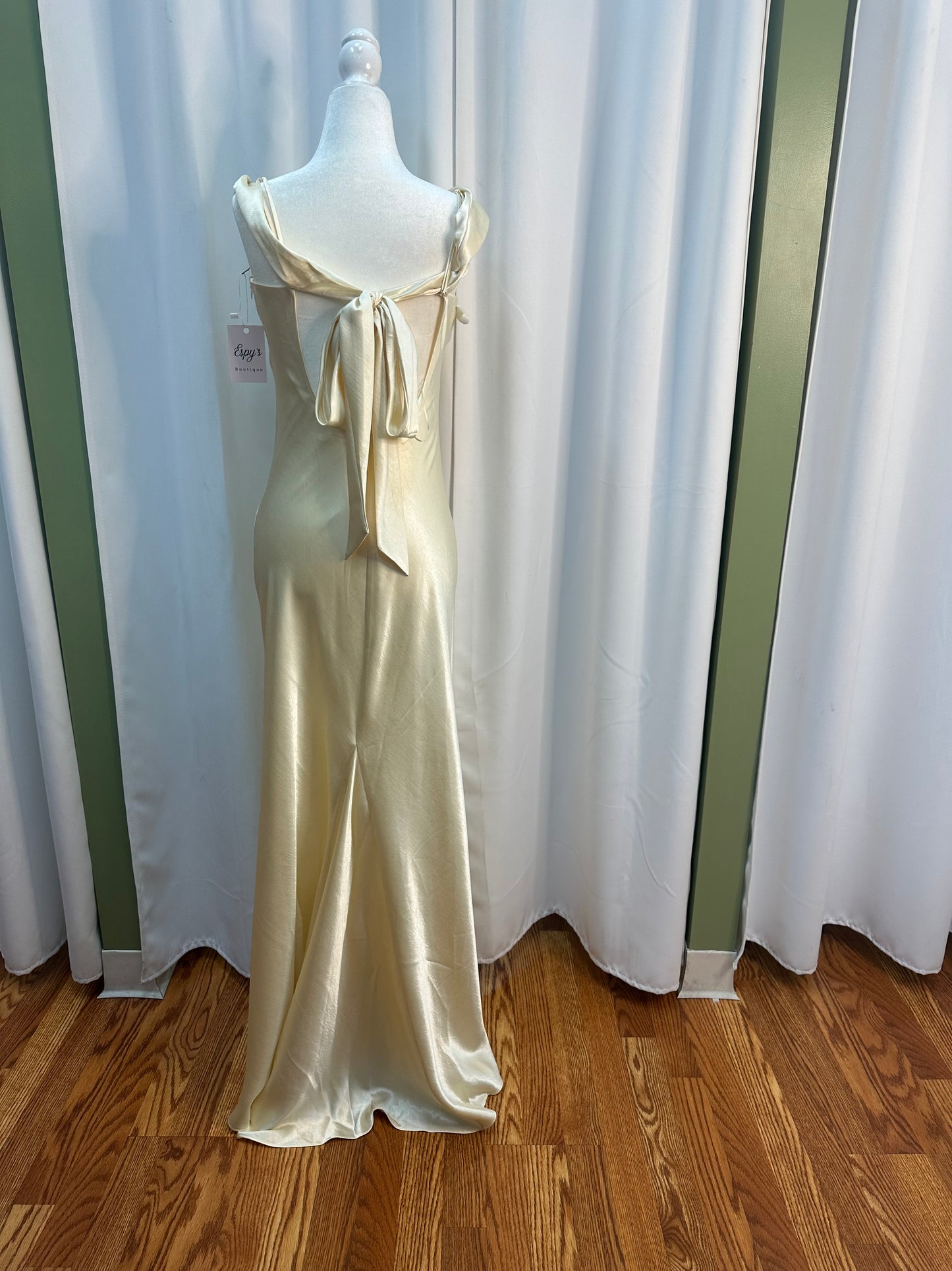 pastel yellow satin dress