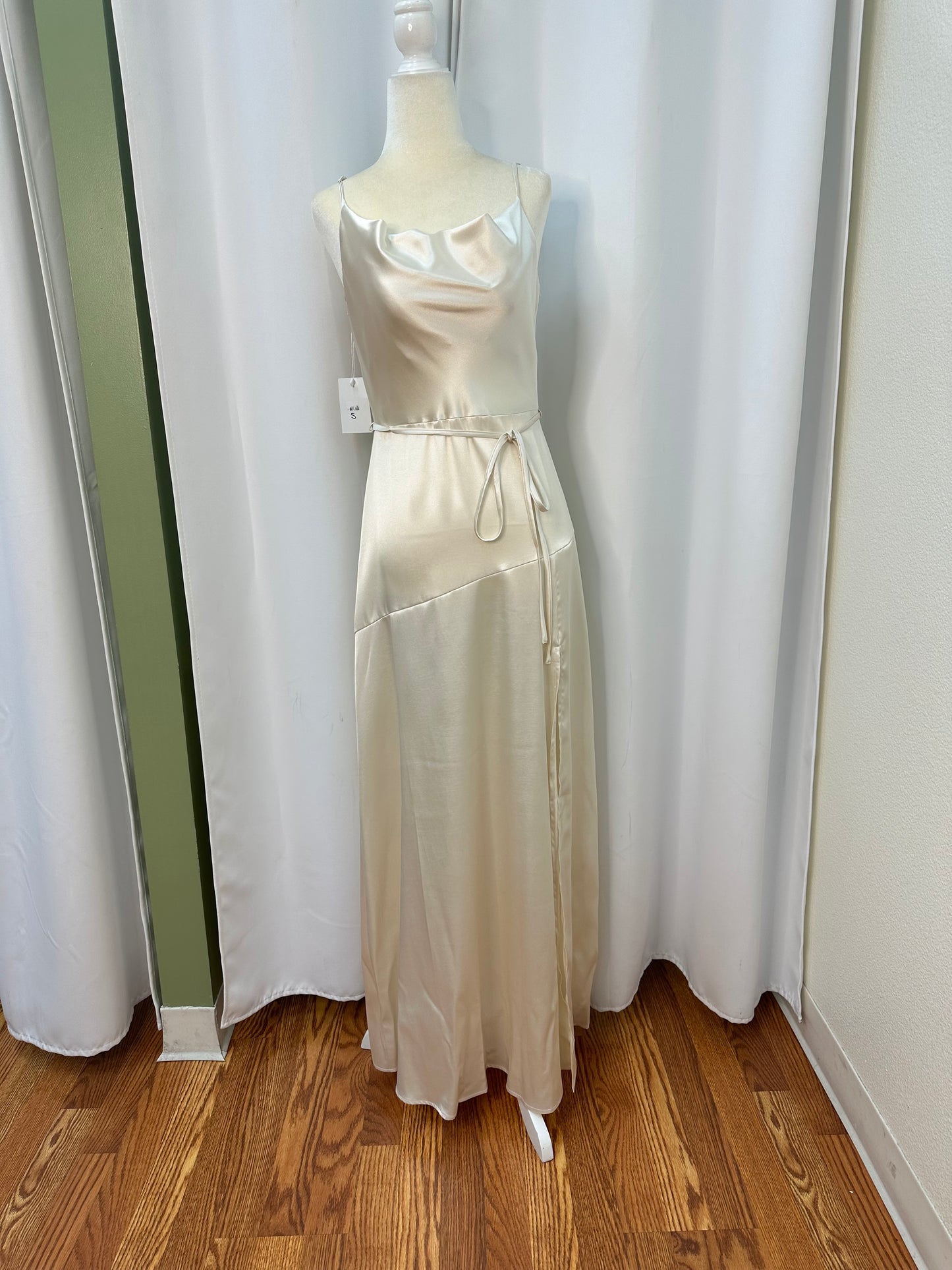 champagne silk dress