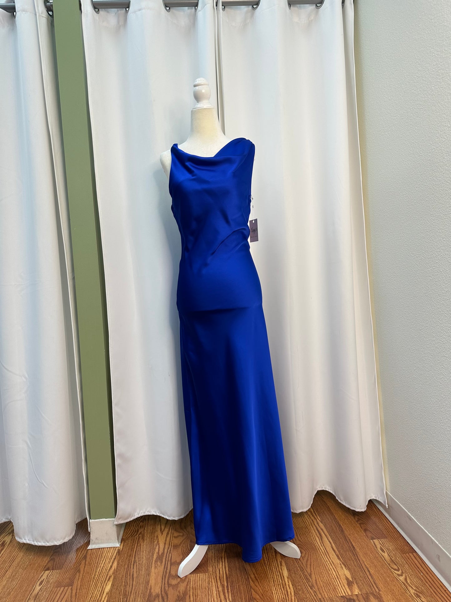 royal blue satin dress