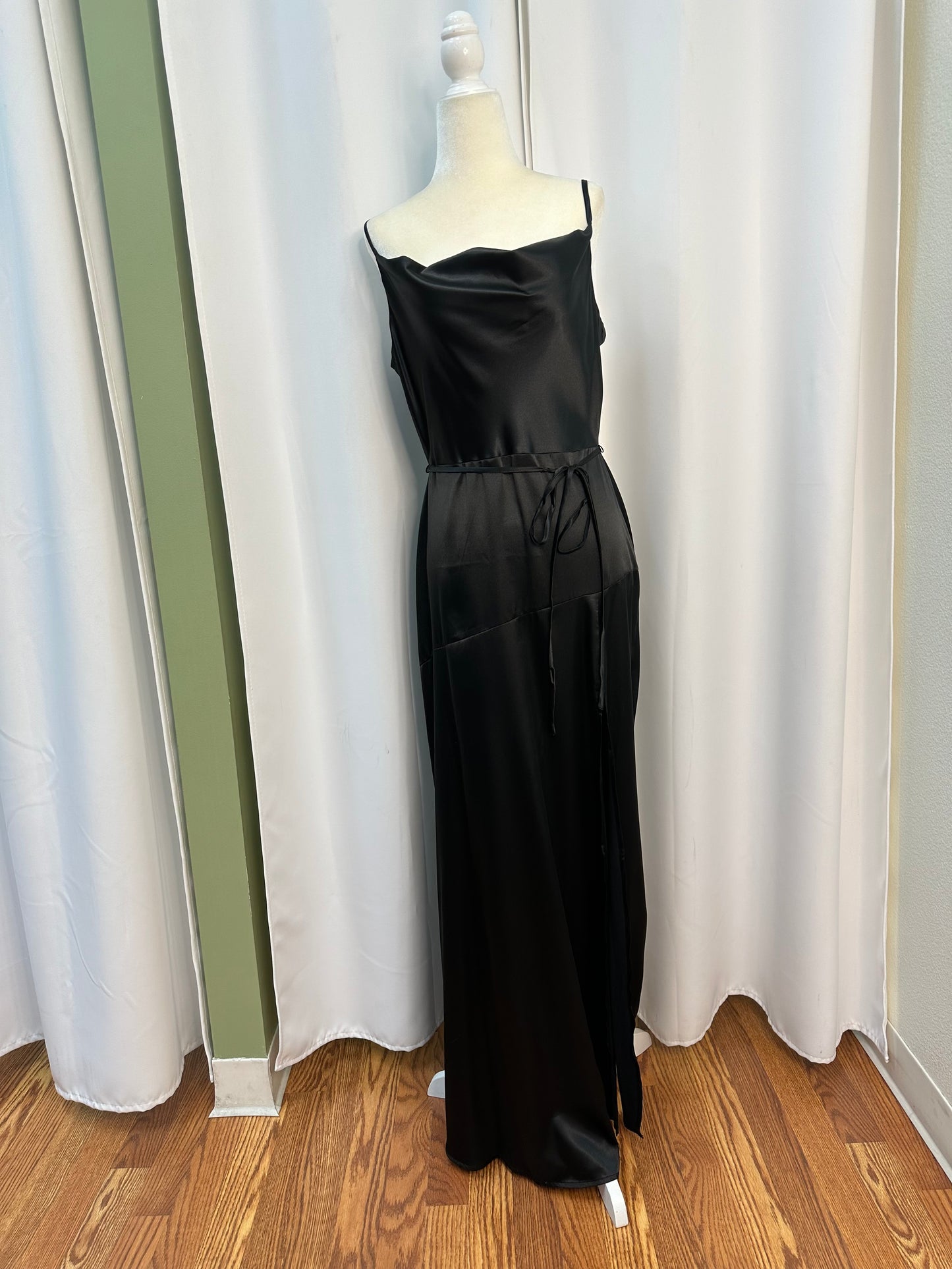 black satin dress