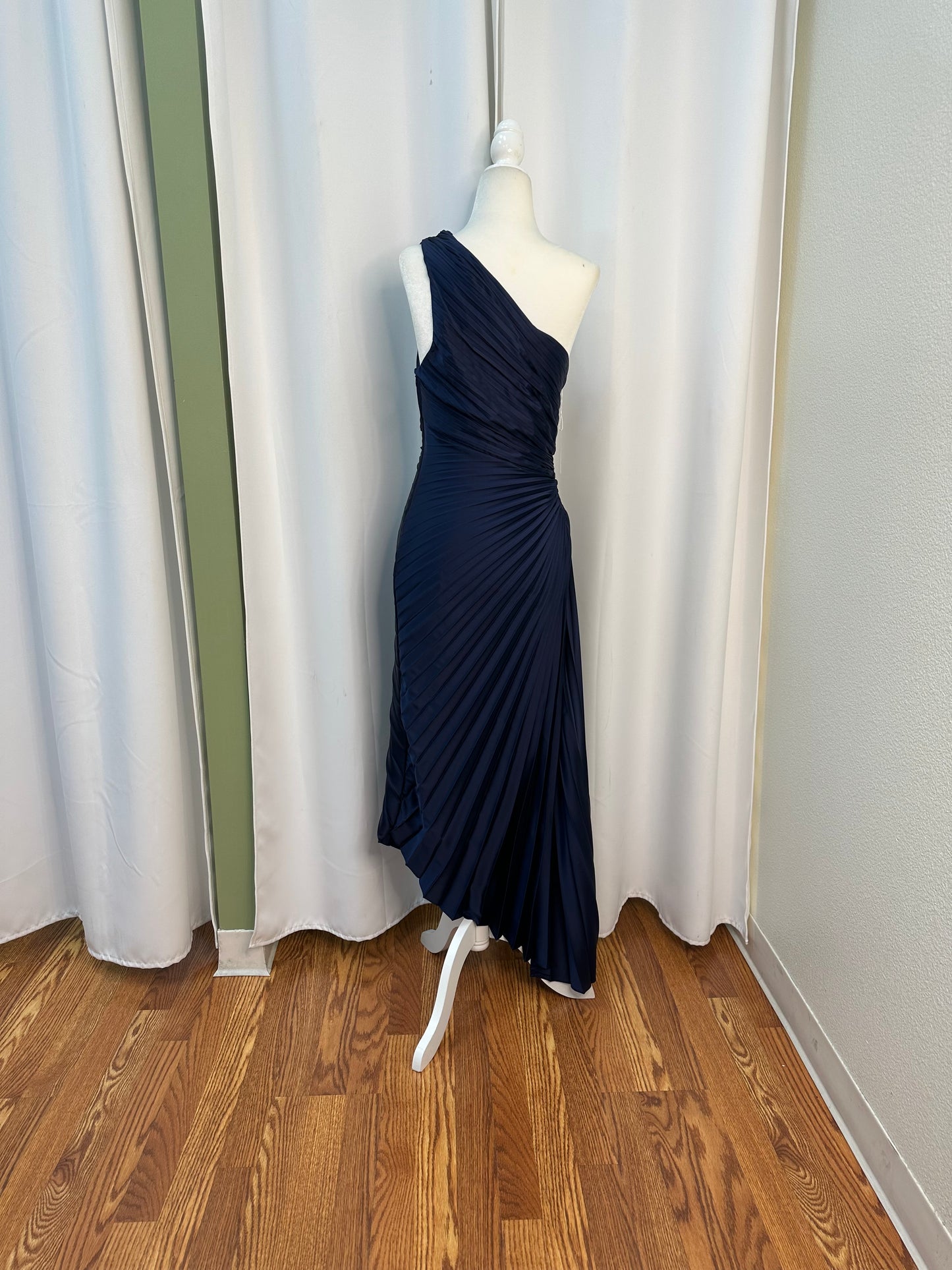 navy blue pleaded dress