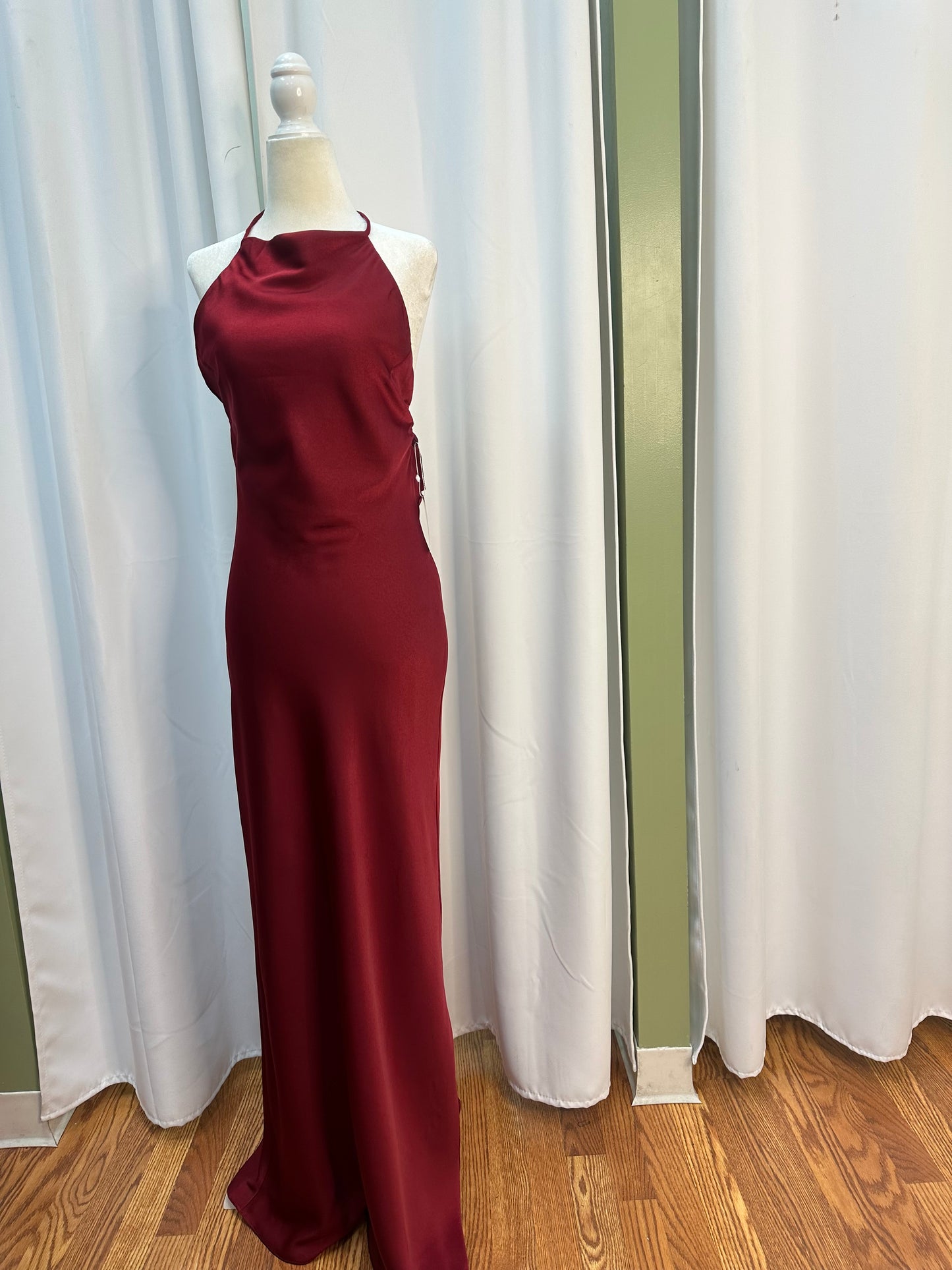 wine satin dress