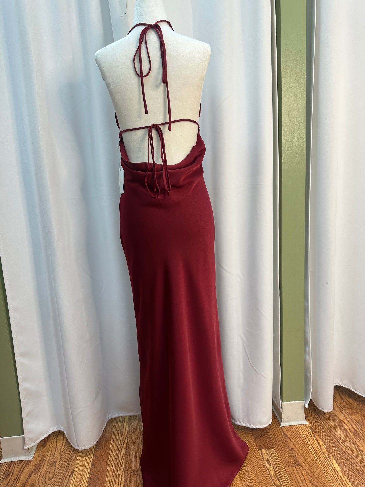 wine satin dress