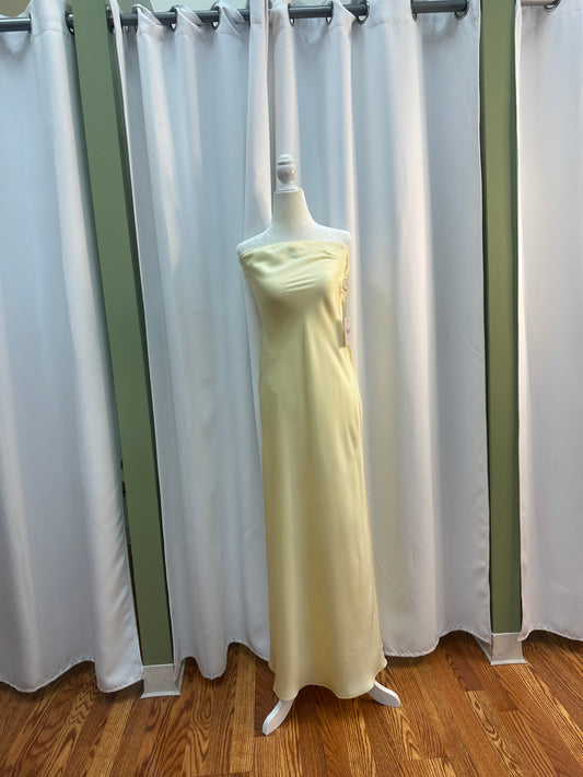 long satin yellow dress