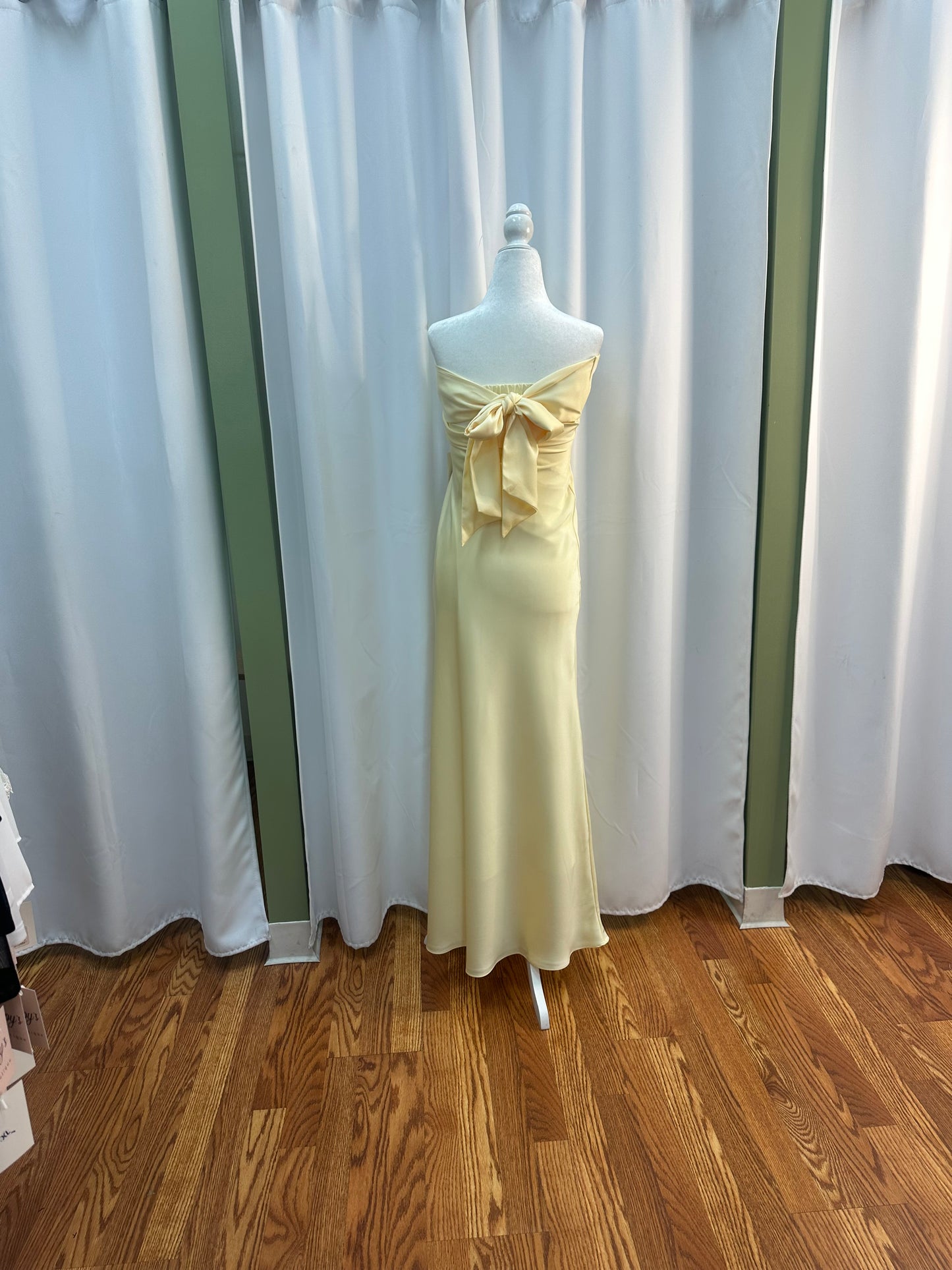 long satin yellow dress