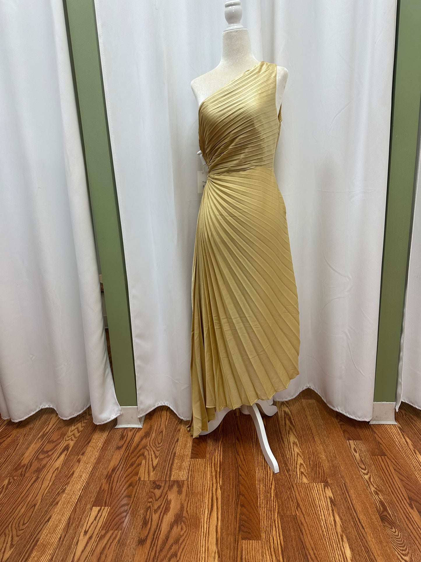 pleaded mustard dress