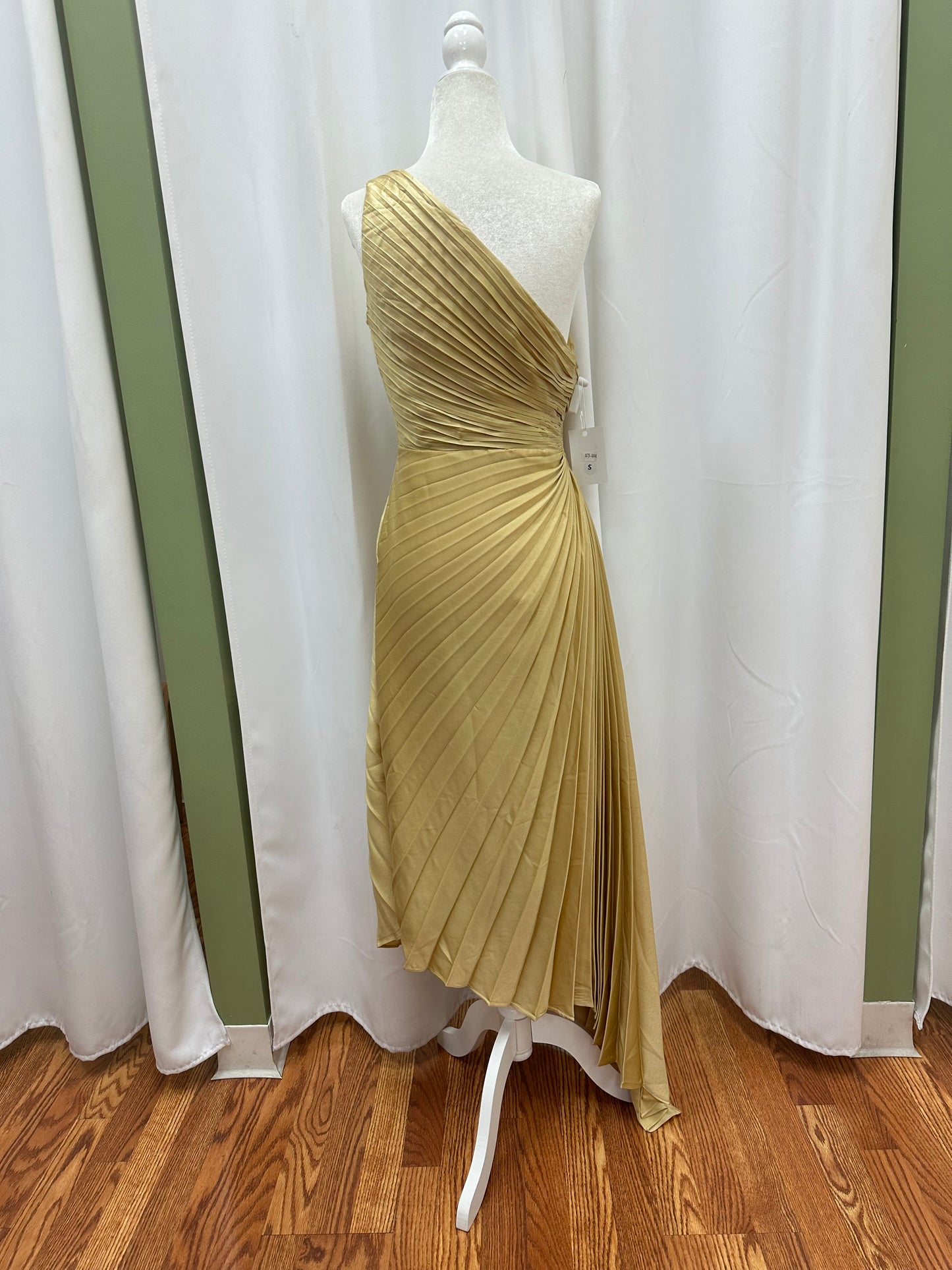 pleaded mustard dress