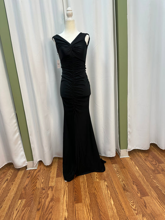 long V-neck dress black