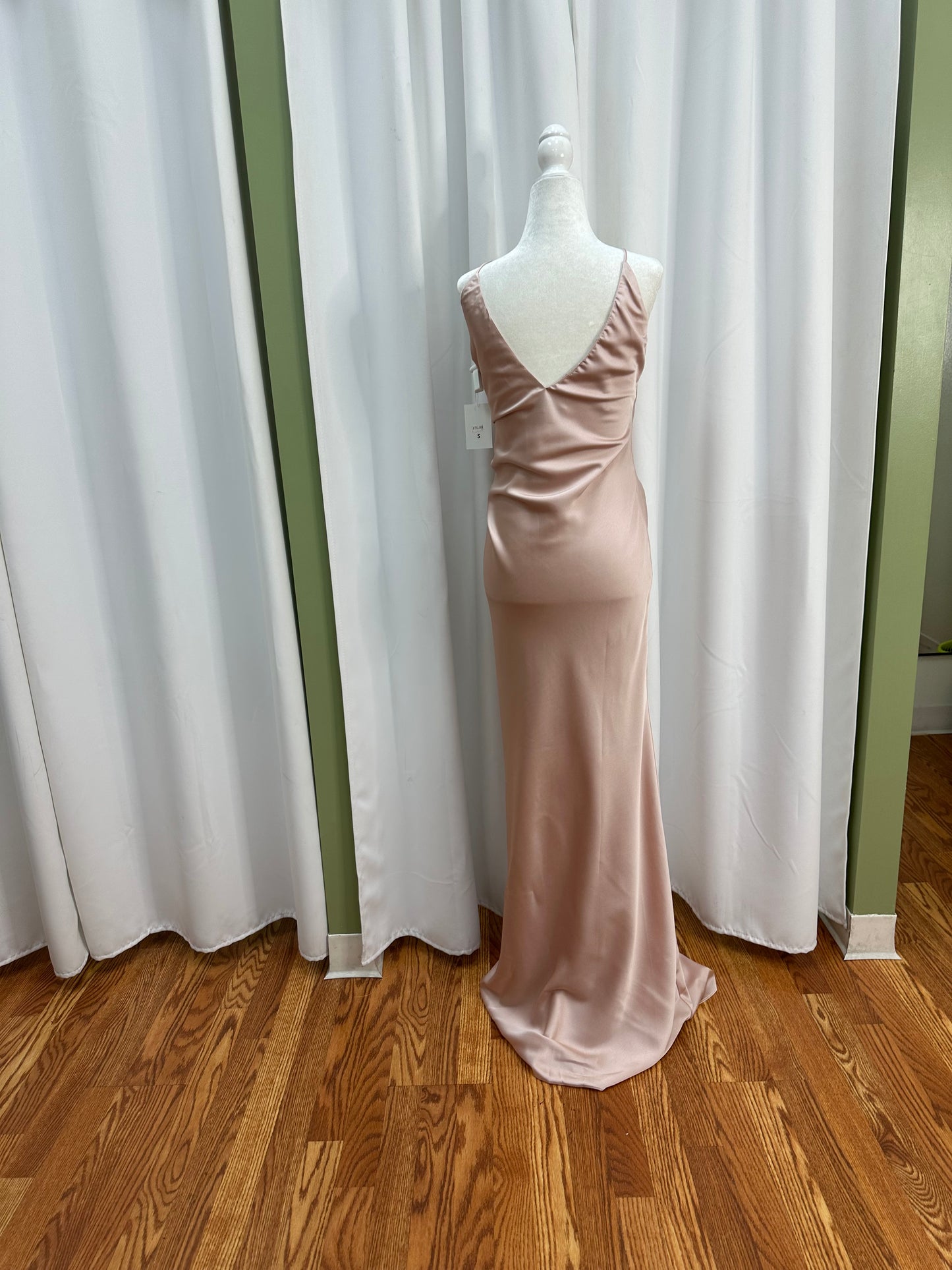 rose gold satin dress