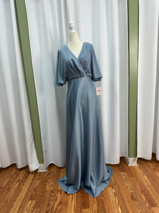 slate blue modest dress