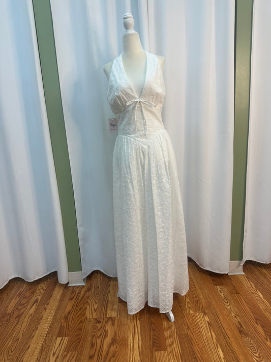 White detailed dress halter